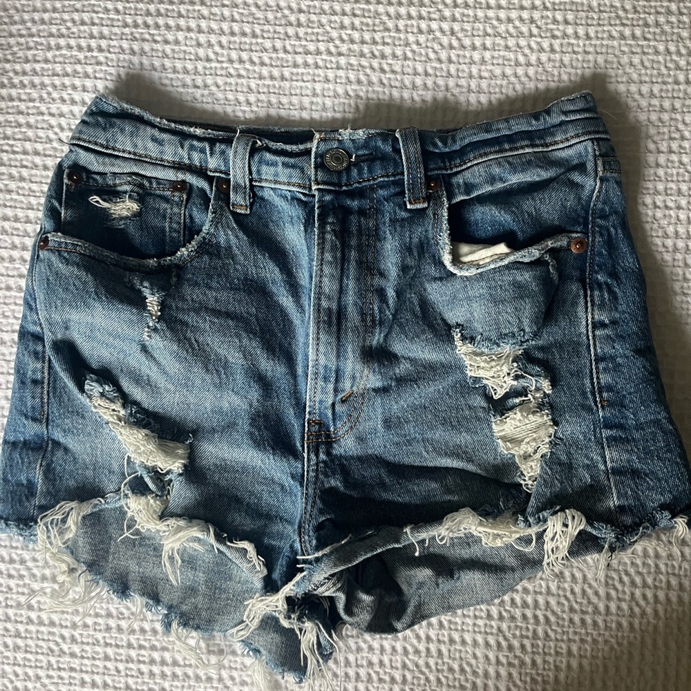 Abercrombie & Fitch Blue Distressed Jean Shorts